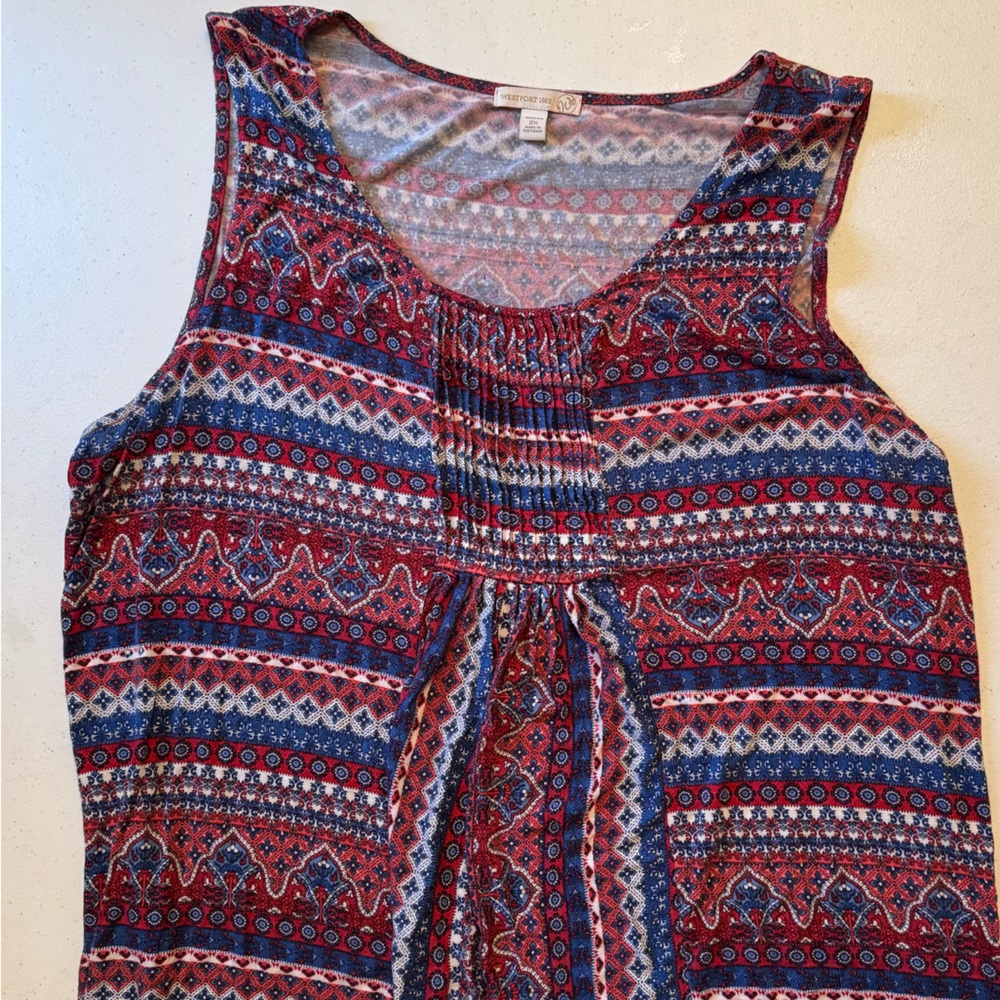 Westport Red and Blue Patterned Tank Top N | 2X